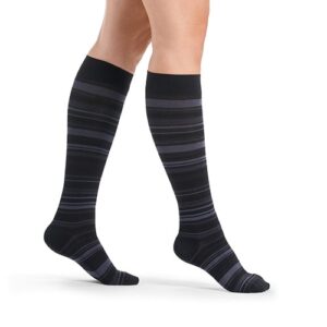 Sigvaris Microfiber Shades Steunkousen Dames Gestreept Zwart